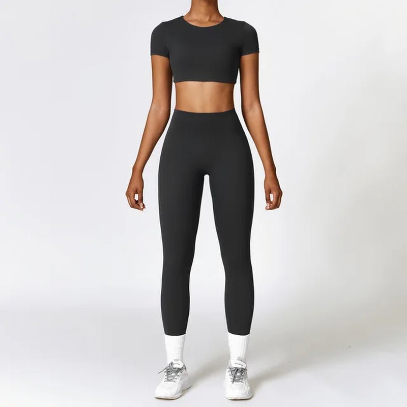 2PCS Seamless Yoga Set Women Workout Set Sportswear Gym Clothing Fitness Long Sleeve Crop Top High Waist Leggings Sports Suits - Fitness Girl Shop