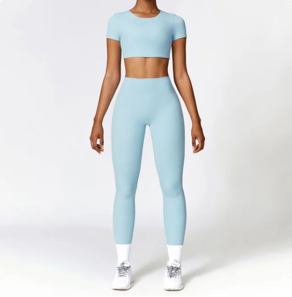 2PCS Seamless Yoga Set Women Workout Set Sportswear Gym Clothing Fitness Long Sleeve Crop Top High Waist Leggings Sports Suits