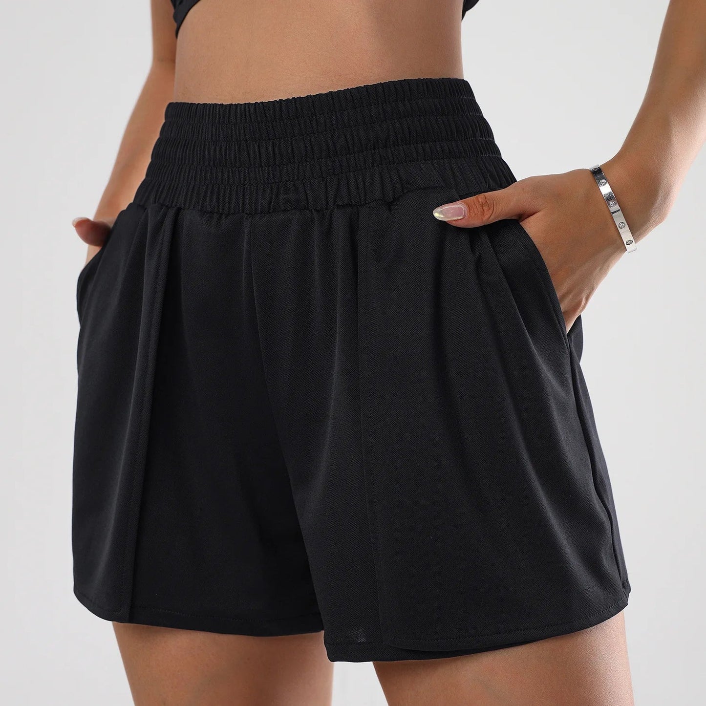 Fitness High Waisted Loose Fitted Shorts with Phone Pocket - Fitness Girl Shop