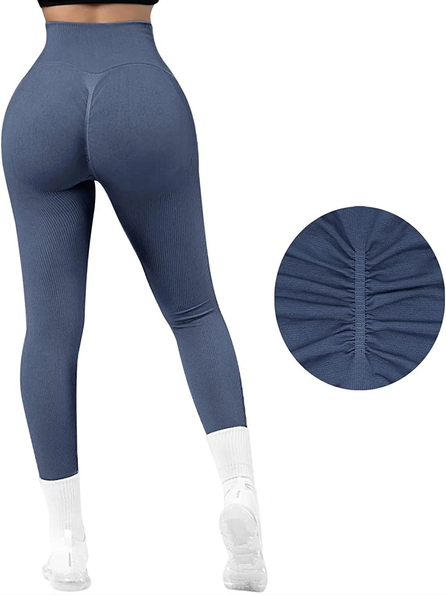 Seamless Ribbed High Waist Sexy Push up Butt Fitness Leggings - Fitness Girl Shop