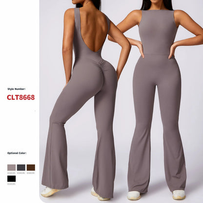 Sexy V Back Jumpsuit Gym Set - Fitness Girl Shop