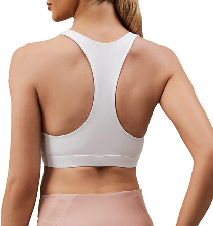 Womens High Impact Sports Bra - Workout Crop Top High Neck Longline Sports Bra for Workout Yoga Gym - Fitness Girl Shop