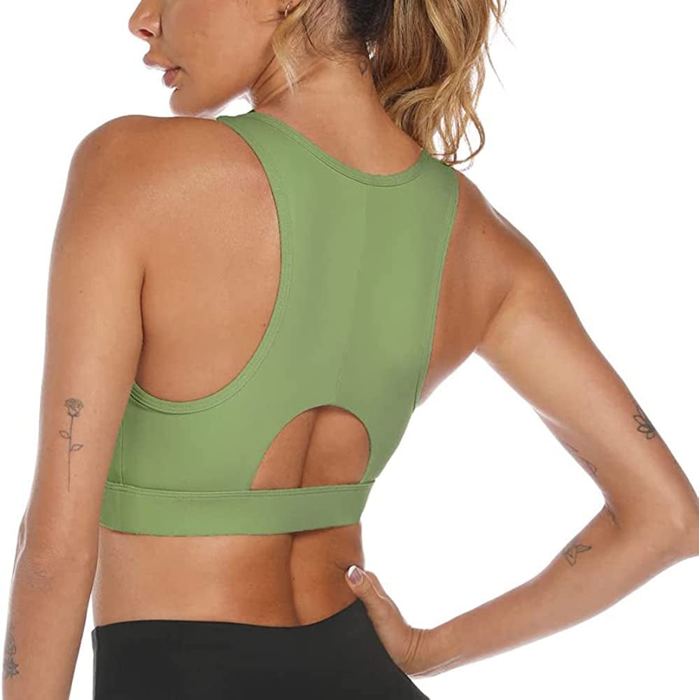 Womens High Impact Sports Bra - Workout Crop Top High Neck Longline Sports Bra for Workout Yoga Gym - Fitness Girl Shop