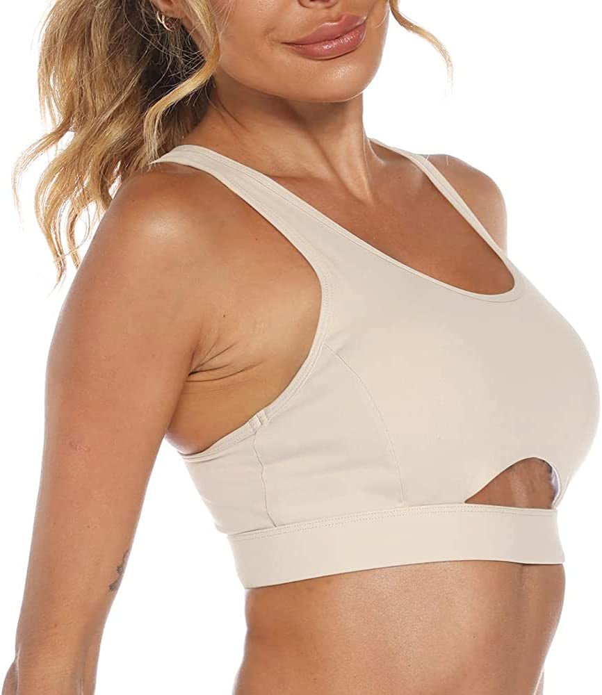 Womens High Impact Sports Bra - Workout Crop Top High Neck Longline Sports Bra for Workout Yoga Gym - Fitness Girl Shop