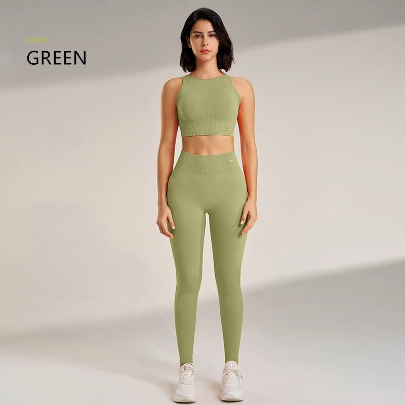 Women's Enhanced High Waisted Seamless Yoga Set - Top & Leggings