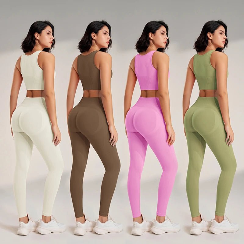 Women's Enhanced High Waisted Seamless Yoga Set - Top & Leggings