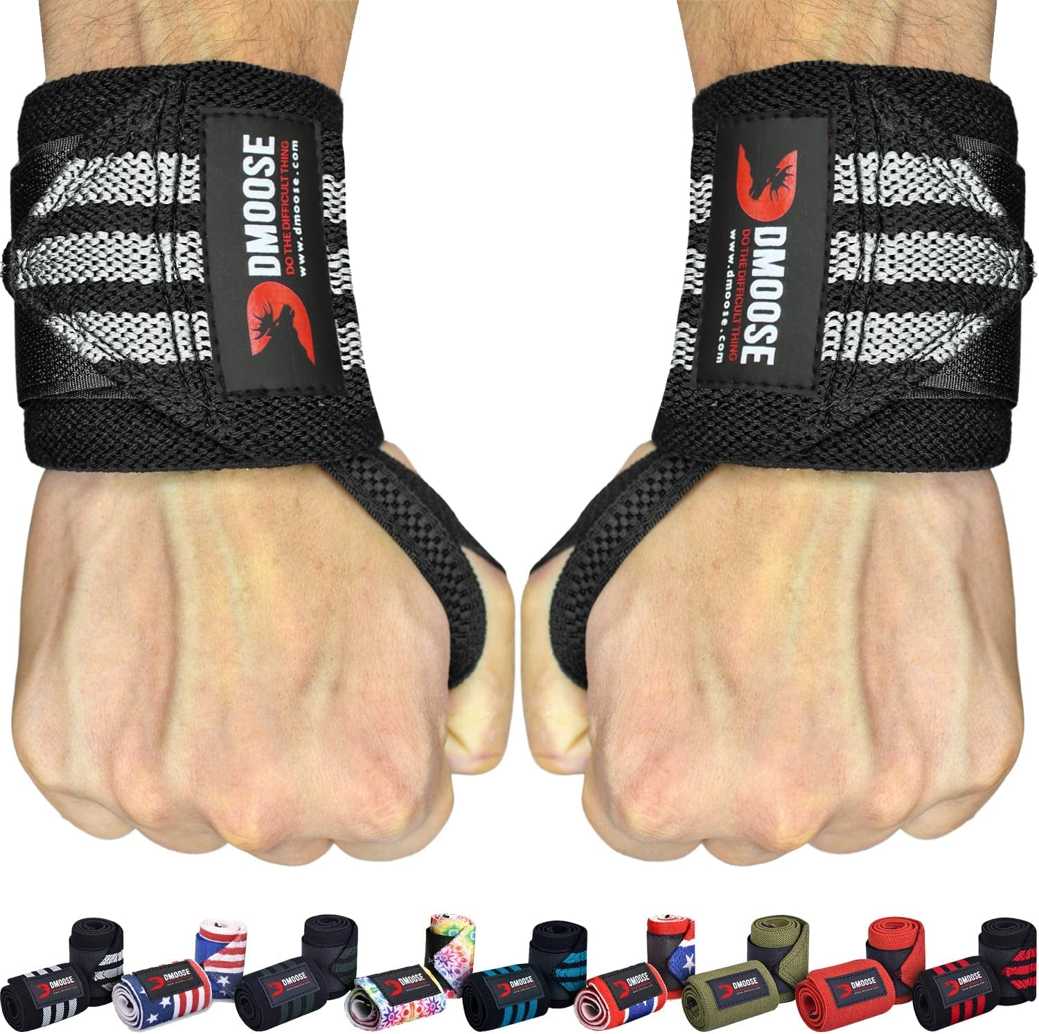 Wrist Wraps, Avoid Injury and Maximize Grip with Thumb Loop, 18" or 12" Gym Straps Pair, Wrist Straps for Weightlifting, Powerlifting, Bench Press, Bodybuilding, Deadlift Straps for Men & Women - Fitness Girl Shop