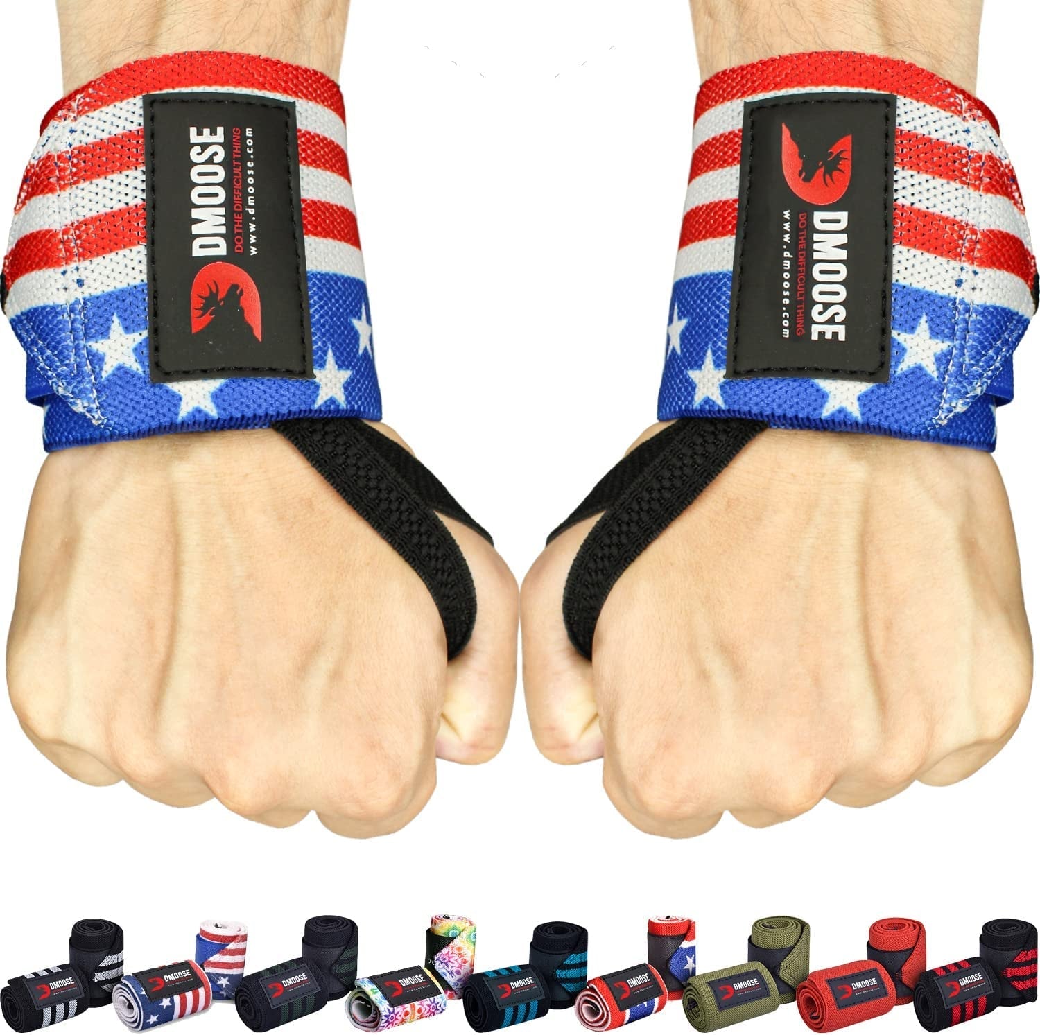 Wrist Wraps, Avoid Injury and Maximize Grip with Thumb Loop, 18" or 12" Gym Straps Pair, Wrist Straps for Weightlifting, Powerlifting, Bench Press, Bodybuilding, Deadlift Straps for Men & Women - Fitness Girl Shop