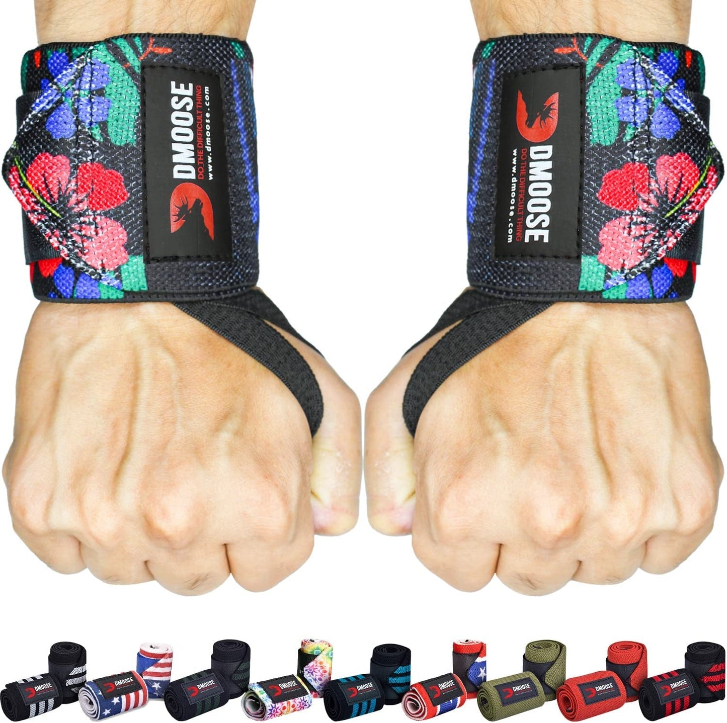 Wrist Wraps, Avoid Injury and Maximize Grip with Thumb Loop, 18" or 12" Gym Straps Pair, Wrist Straps for Weightlifting, Powerlifting, Bench Press, Bodybuilding, Deadlift Straps for Men & Women - Fitness Girl Shop