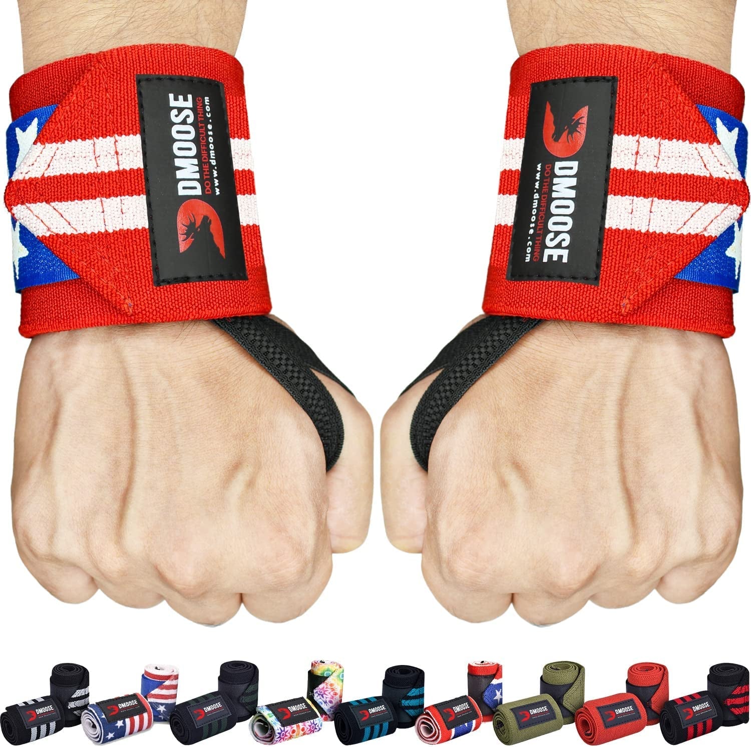 Wrist Wraps, Avoid Injury and Maximize Grip with Thumb Loop, 18" or 12" Gym Straps Pair, Wrist Straps for Weightlifting, Powerlifting, Bench Press, Bodybuilding, Deadlift Straps for Men & Women - Fitness Girl Shop