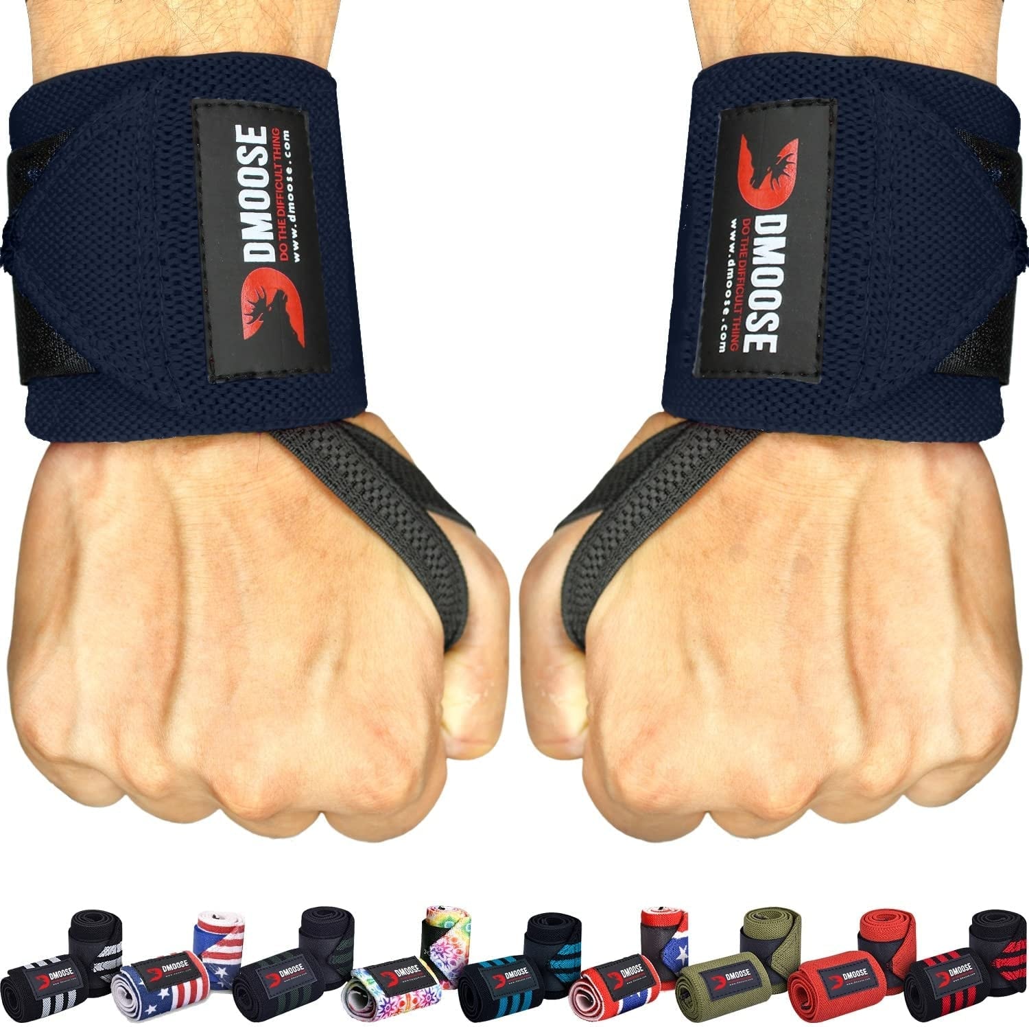 Wrist Wraps, Avoid Injury and Maximize Grip with Thumb Loop, 18" or 12" Gym Straps Pair, Wrist Straps for Weightlifting, Powerlifting, Bench Press, Bodybuilding, Deadlift Straps for Men & Women - Fitness Girl Shop