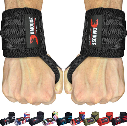 Wrist Wraps, Avoid Injury and Maximize Grip with Thumb Loop, 18" or 12" Gym Straps Pair, Wrist Straps for Weightlifting, Powerlifting, Bench Press, Bodybuilding, Deadlift Straps for Men & Women - Fitness Girl Shop